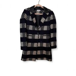 Waverly Blazer Womens Size 2 Black Ivory Patterned Tailored Jacket